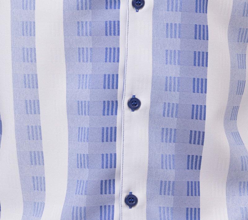 (3XL/46) Royal Color Striped Walking Suit 2 Piece Short Sleeve Set Product Image