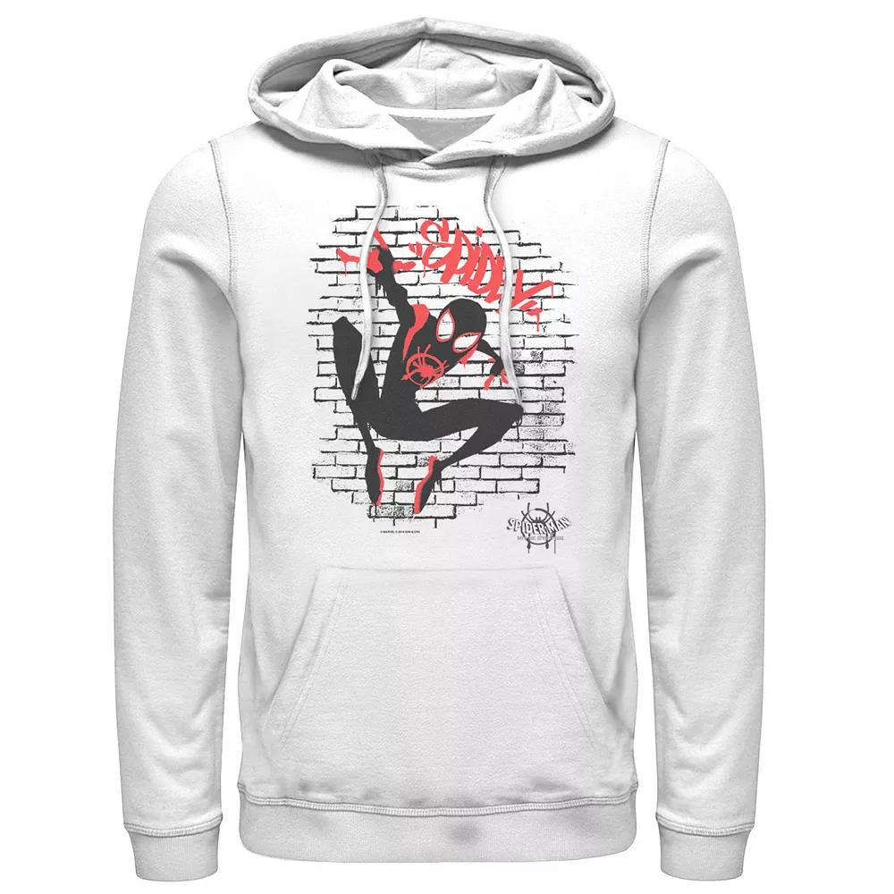 Men's Marvel Spiderverse Spider-Man Graffiti Graphic Hoodie, Size: XL, White Product Image