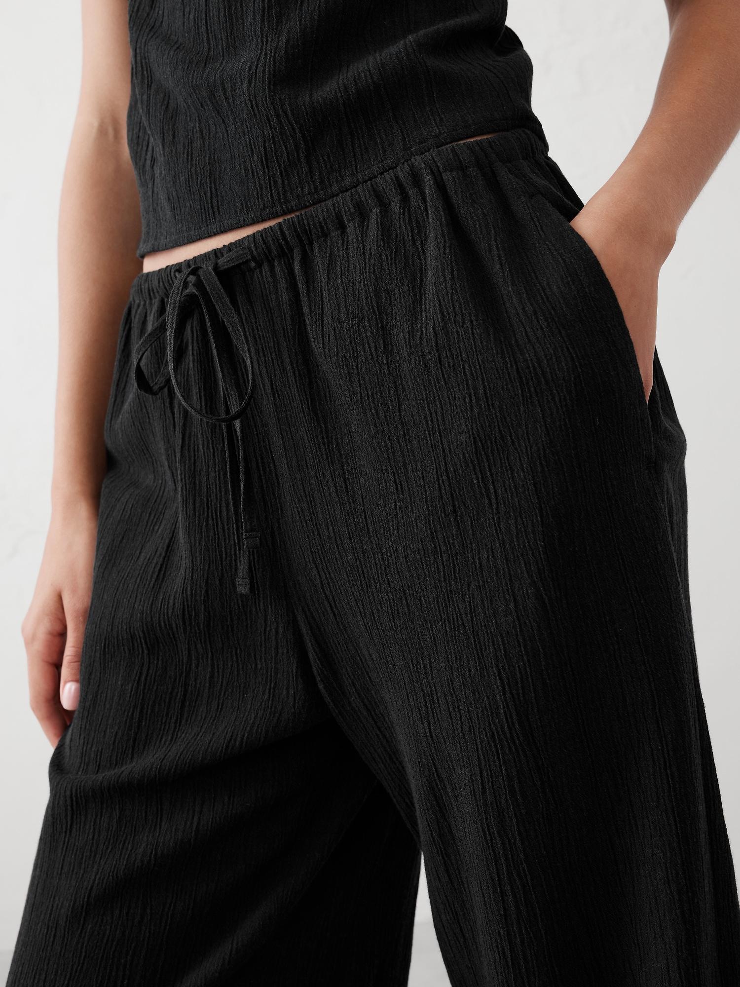 Wide-Leg Crinkle Pull-On Pant Product Image