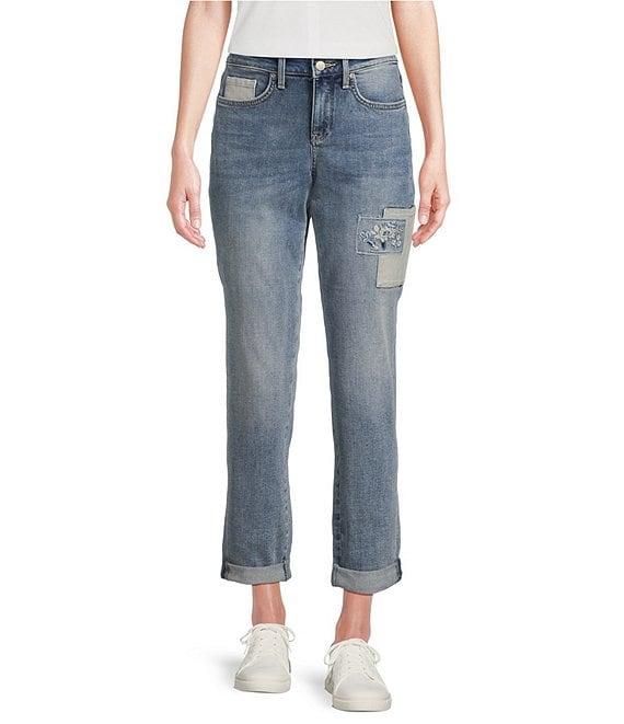 NYDJ Margot Lift Tuck® Embroidered Patch Cropped Girlfriend Jean Product Image