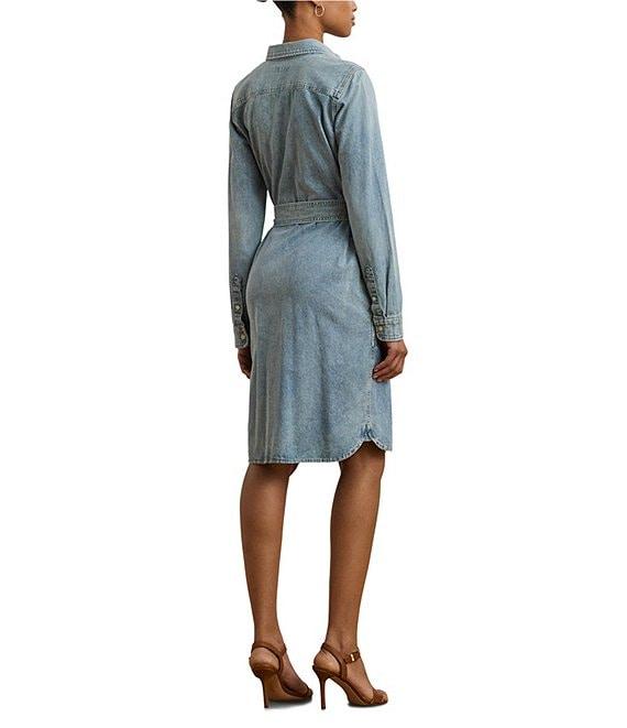 Lauren Ralph Lauren Jameika Belted Denim Long Sleeve Shirt Dress Product Image