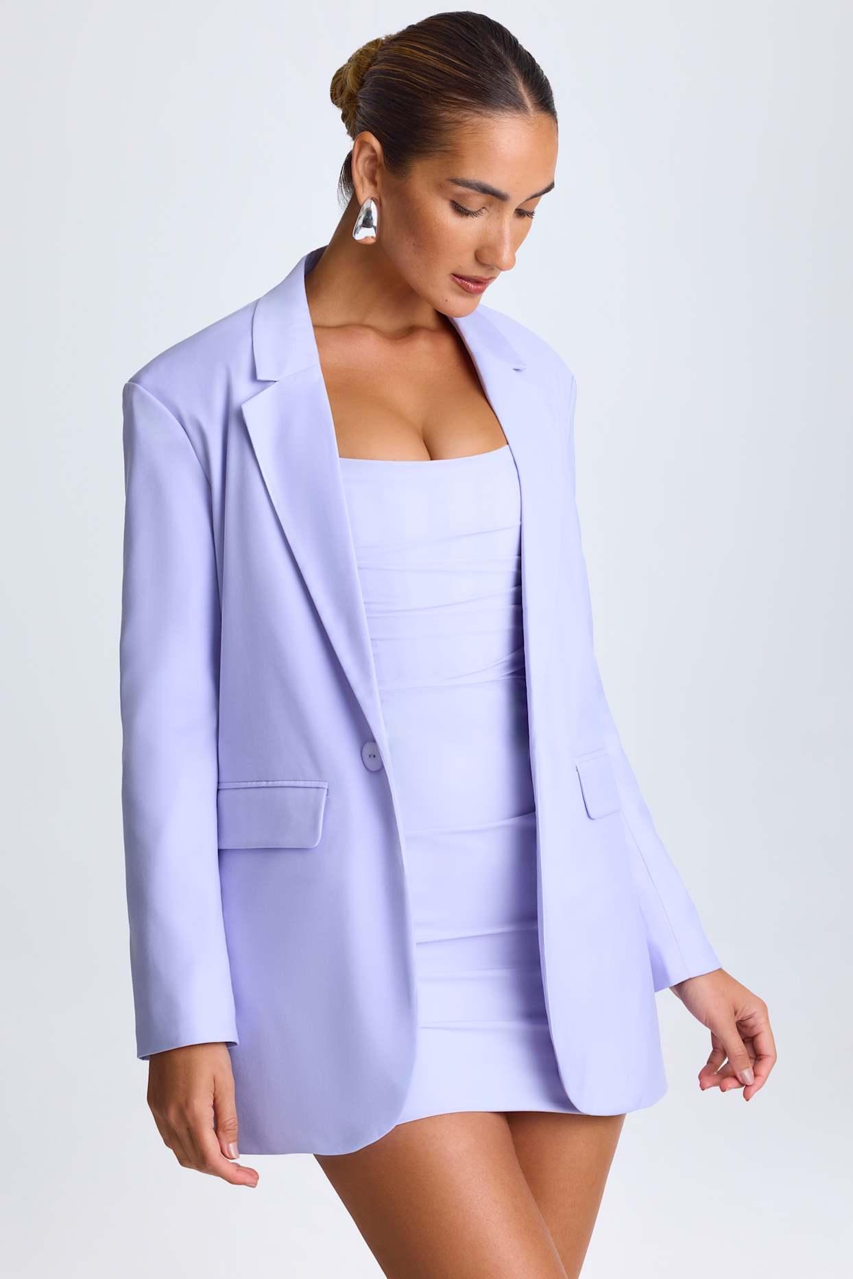 Oversized Single-Breasted Blazer in Soft Lilac Product Image