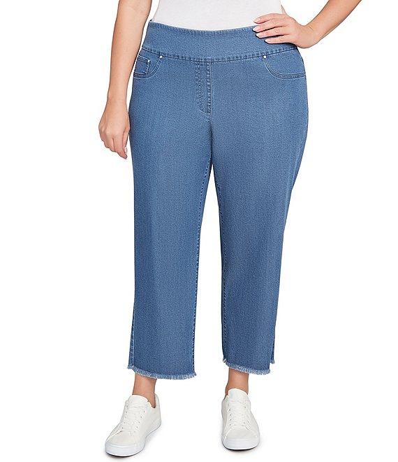 Ruby Rd. Plus Size Tencel™ Lyocell Frayed Hem Pull-On Ankle Pants Product Image