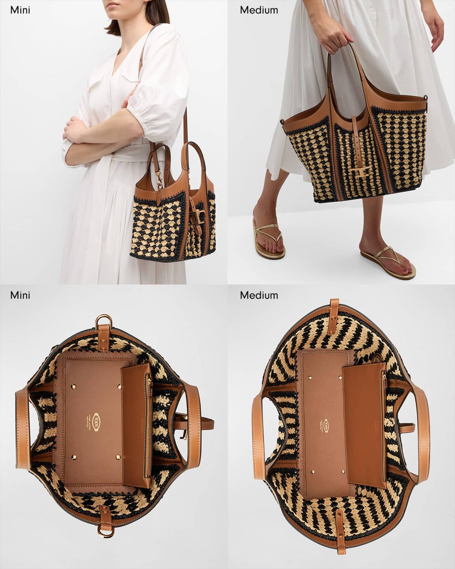 Mini Tricolor Snake-Print Leather Shopping Tote Bag Product Image