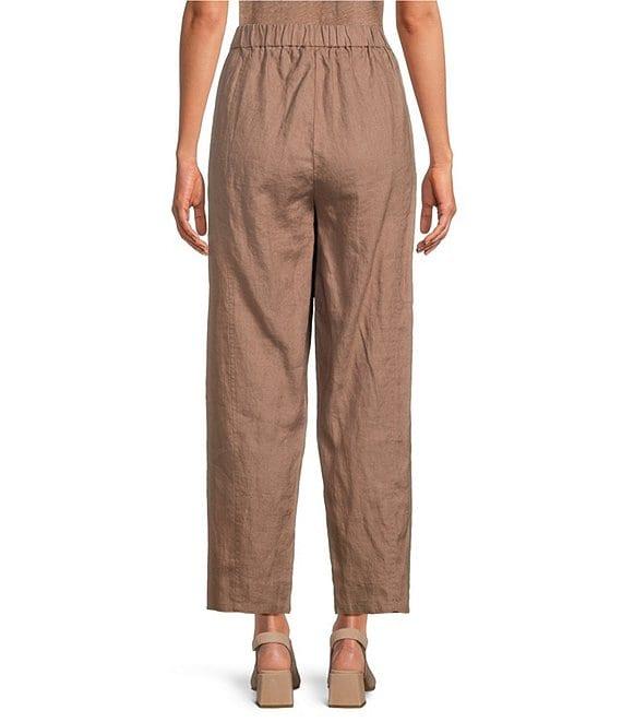 Eileen Fisher Petite Organic Linen Elastic Waist Pleated Lantern Ankle Pants Product Image