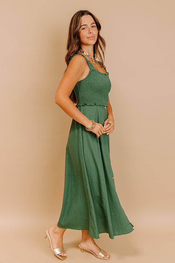 Harvest Lane Linen-Blend Midi Dress in Green Product Image