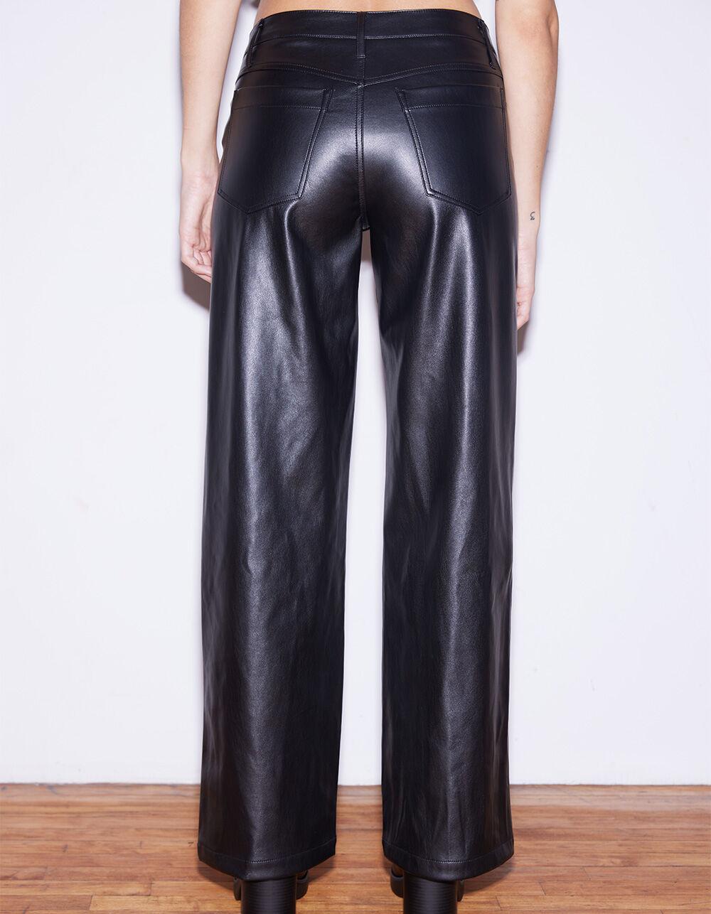 WEST OF MELROSE Faux Leather Low Rise Wide Leg Womens Pants - BLACK Product Image