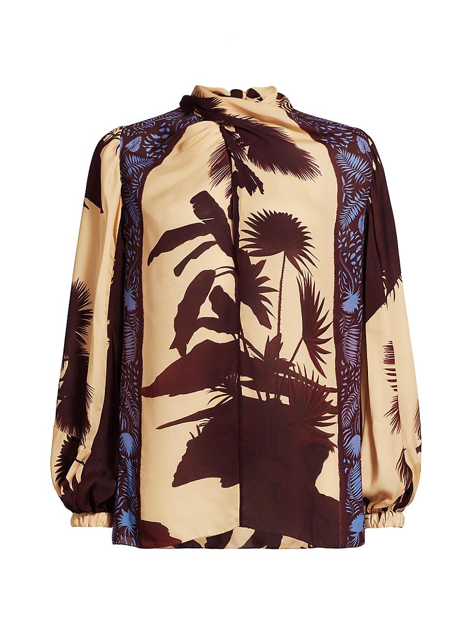 Womens Intricate Islands Silk Top Product Image