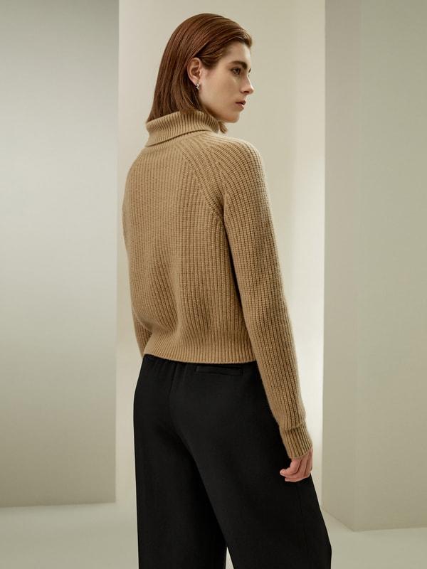 Cashmere Textured Turtleneck Sweater Product Image