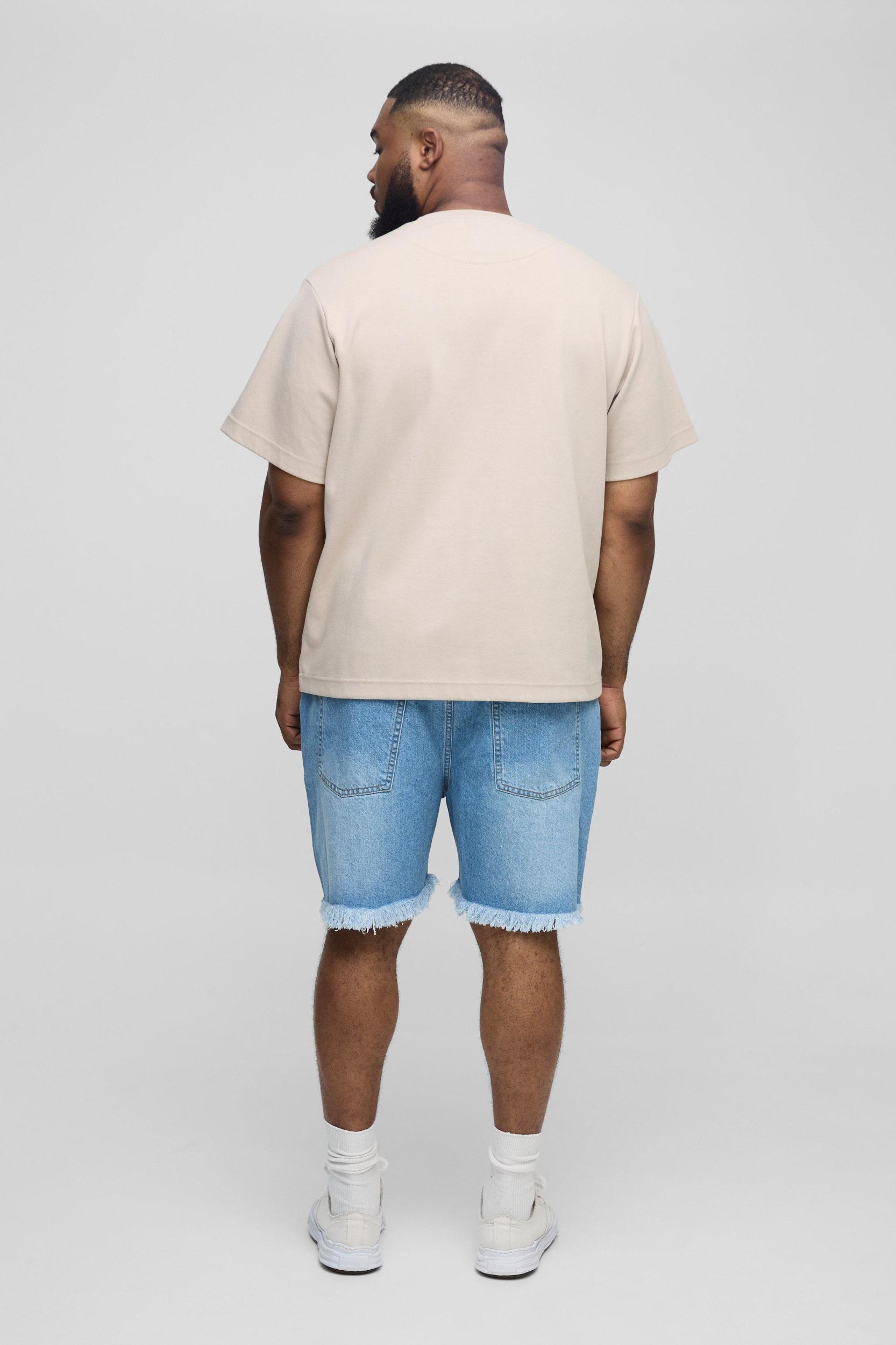 Plus Relaxed Ripped Gusset Denim Shorts | boohooMAN USA Product Image