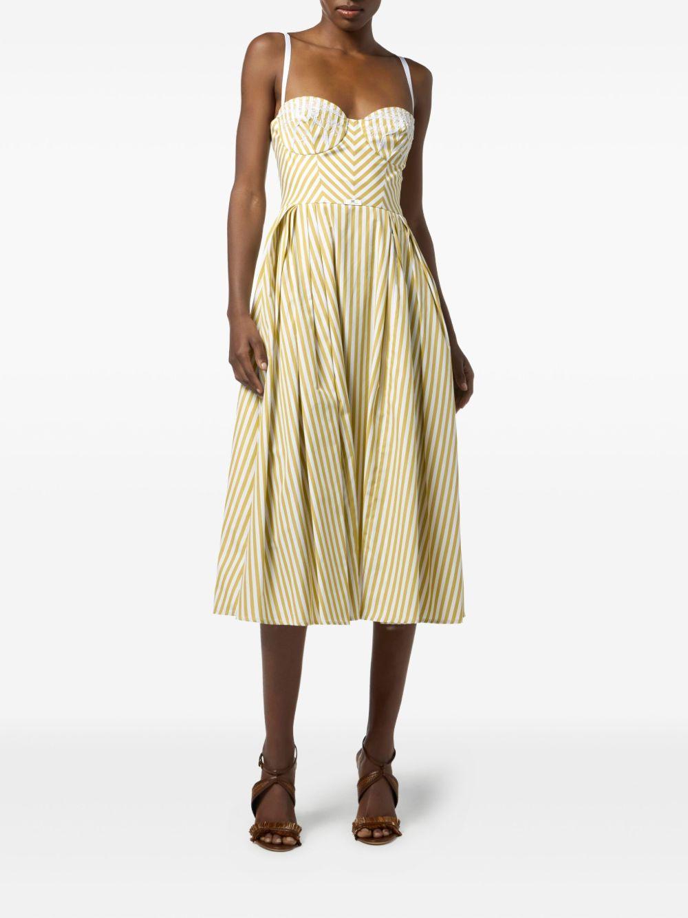 striped sweetheart-neck dress Product Image