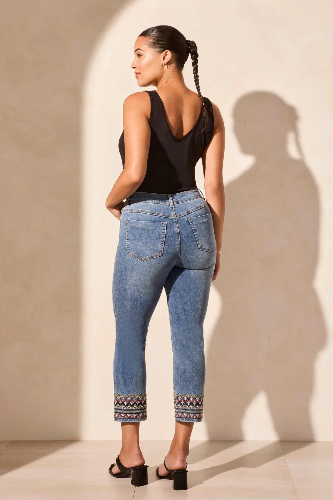 Embroidered Straight Crop Jeans Product Image