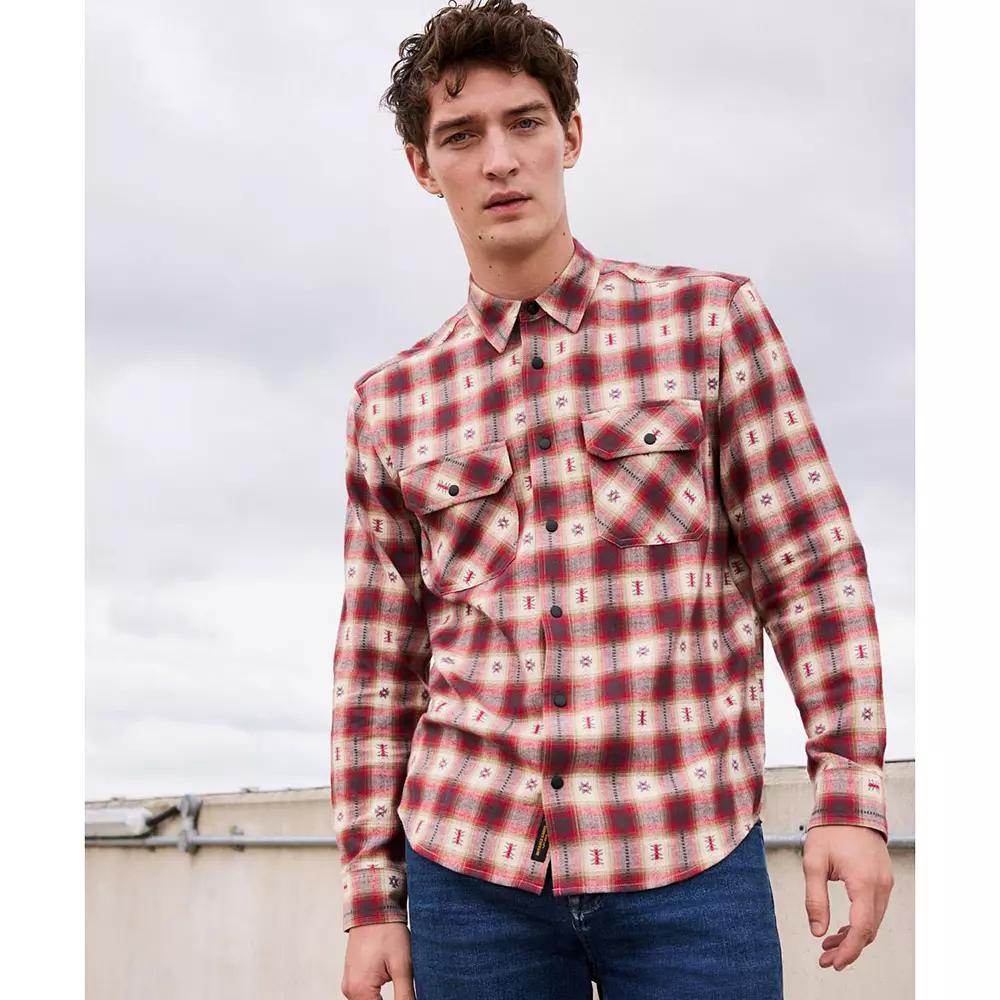 Men's NEXT Check Tribal Shirt, Size: XXL, Red Product Image