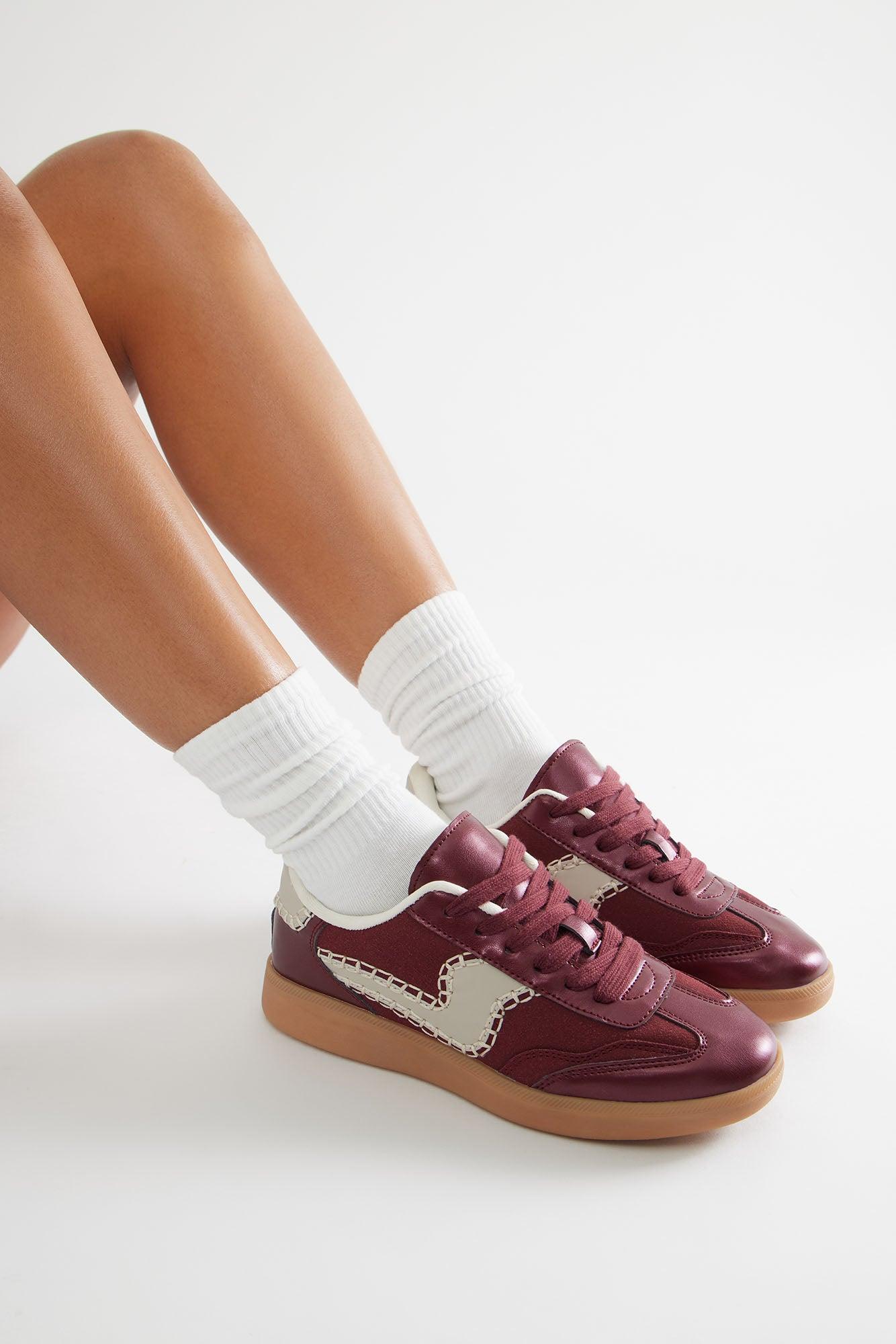 Sammie Lace Up Sneakers - Burgundy Product Image