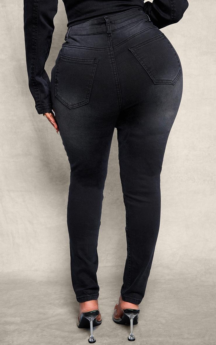 Shape Black Stretch Denim Seam Biker Skinny Jeans Product Image