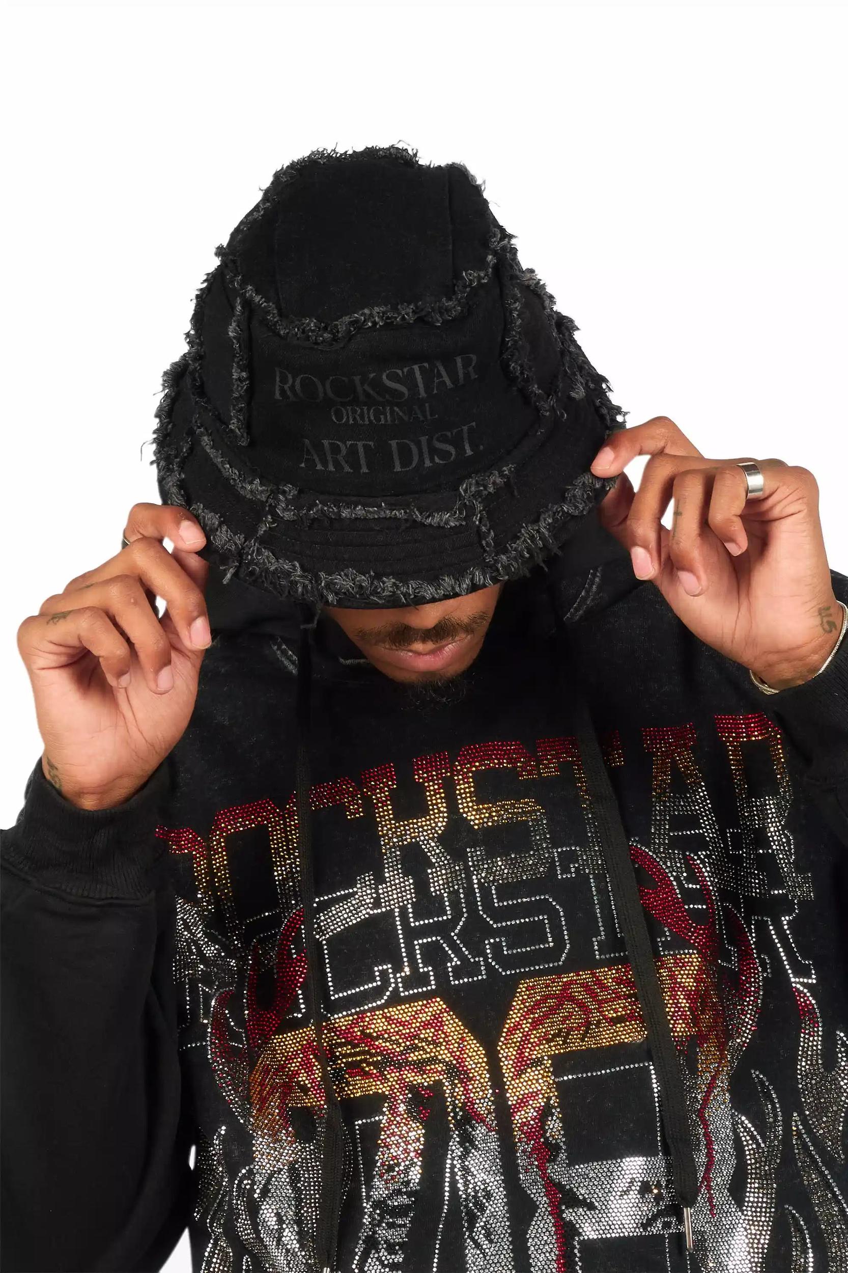 Ivo Jet Black Patchwork Bucket Hat Male Product Image