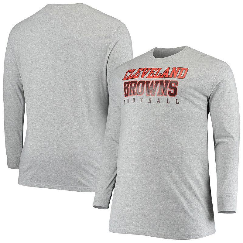 Men's Fanatics Branded Heathered Gray Cleveland Browns Big & Tall Practice Long Sleeve T-Shirt,  Product Image