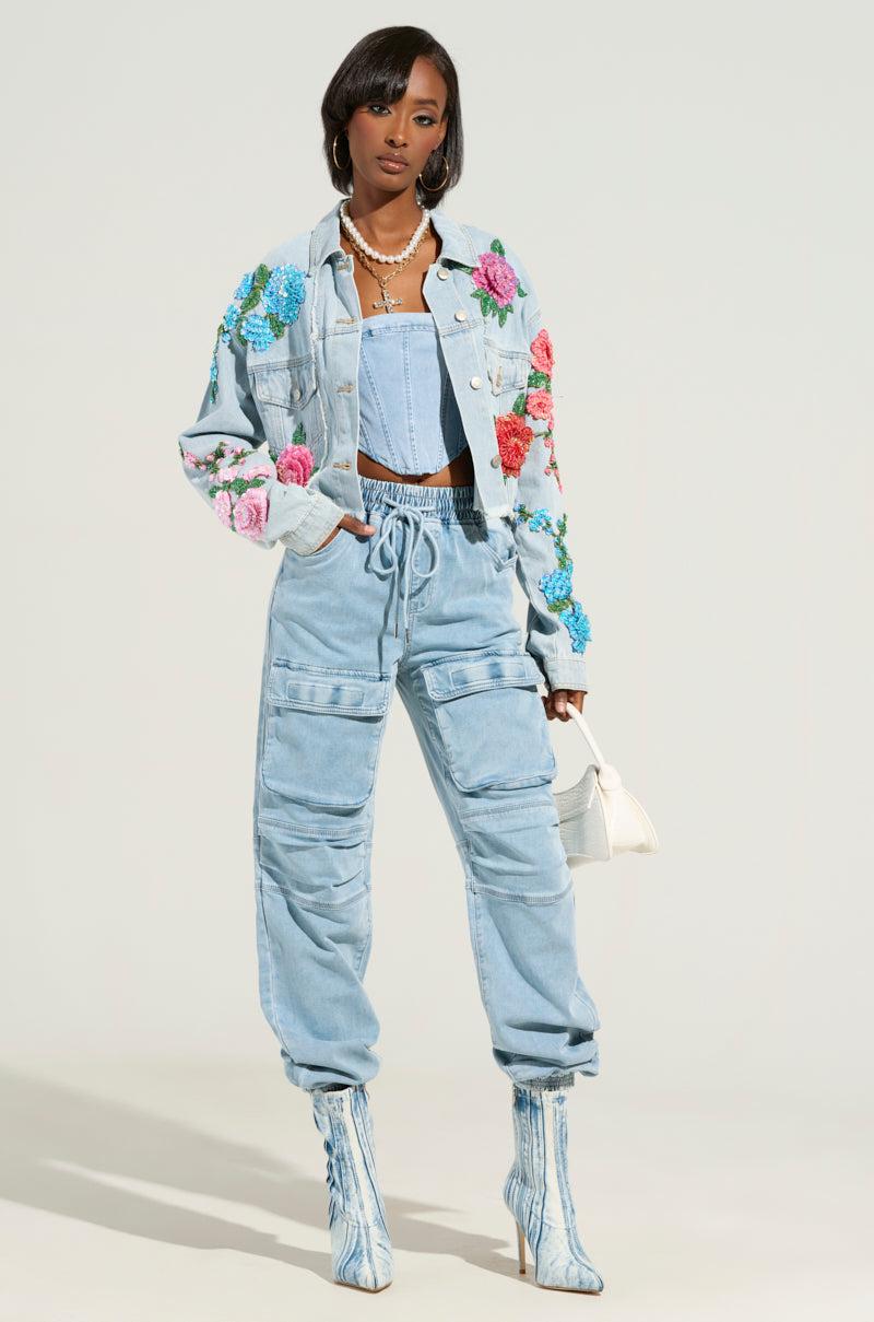 GARDEN OF EDEN EMBELLISHED DENIM JACKET Product Image