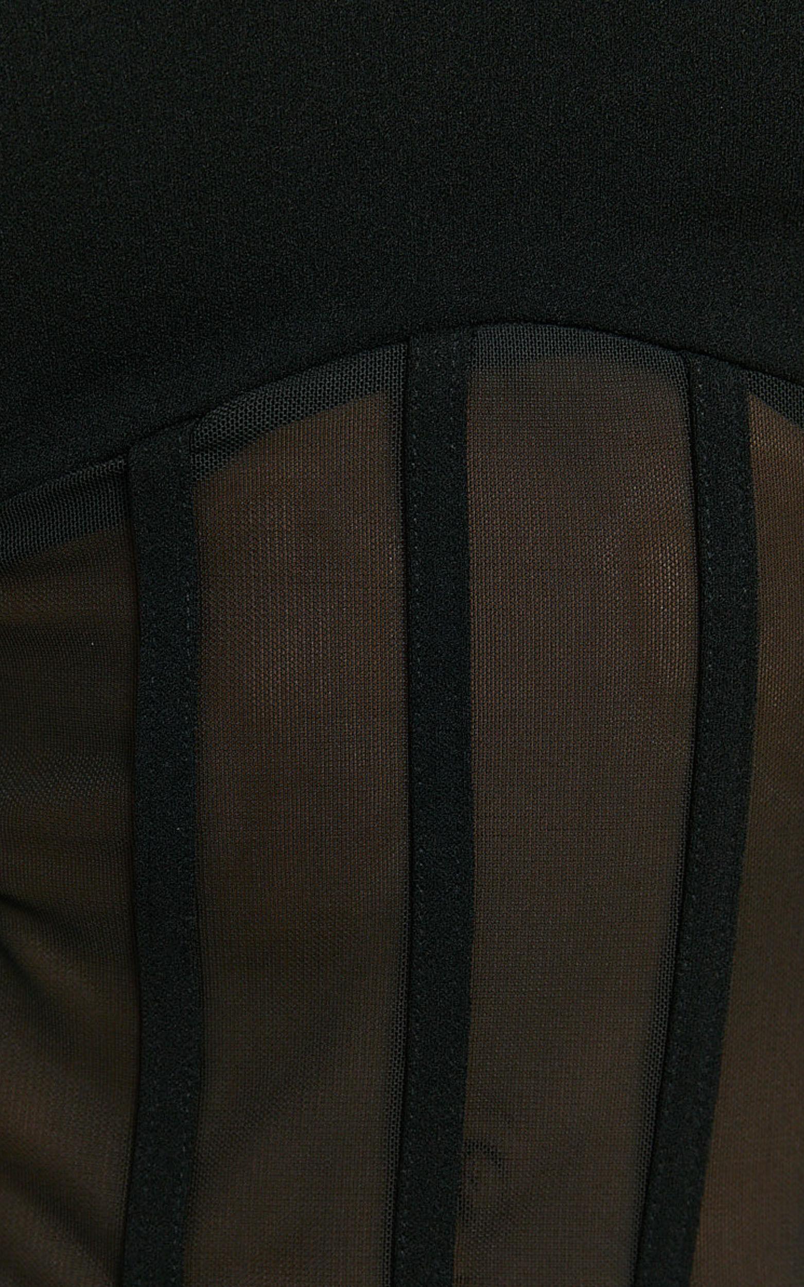 Cheryth Bodysuit - V Neck Strappy Sheer Corset Bodysuit in Black Product Image