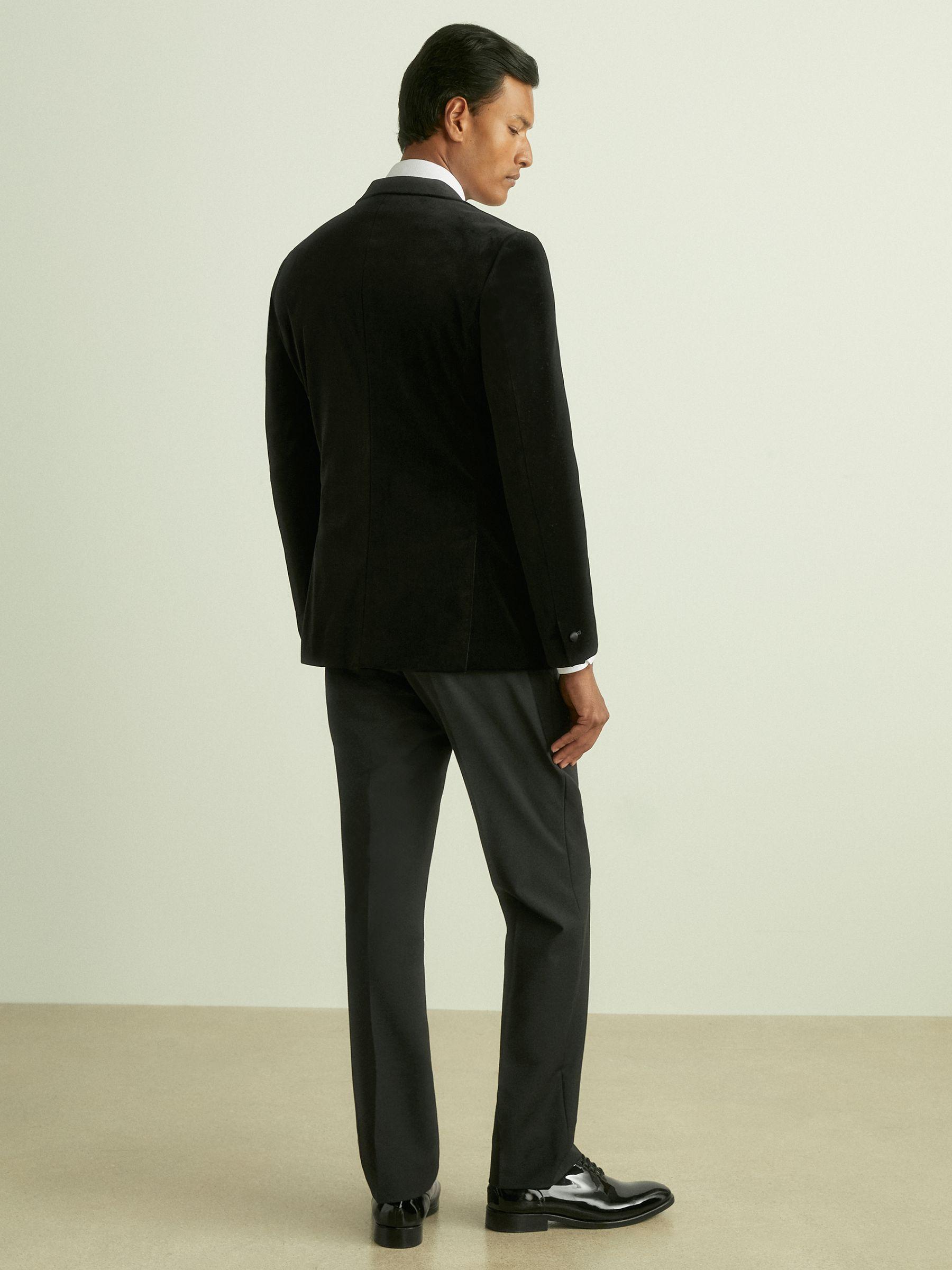 Velvet Single-Breasted Blazer Tailored Fit in Black Product Image