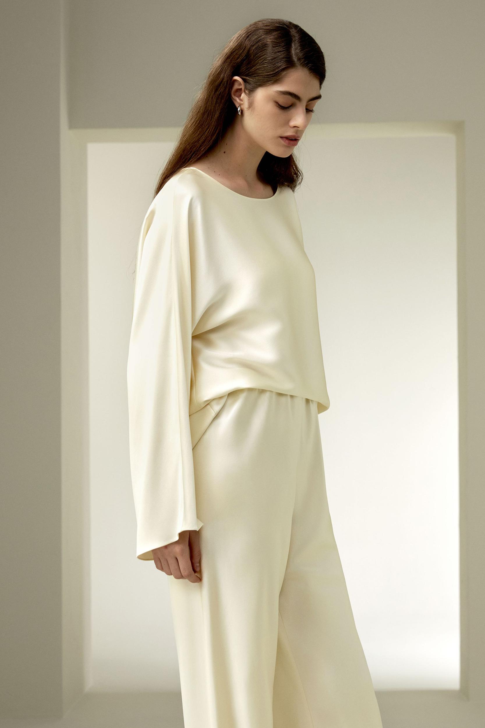 LILYSILK Silk Blouse Women - Midnight Blue Mulberry Silk - Perfect for Work Or Casual Round Neckline Tops S Product Image