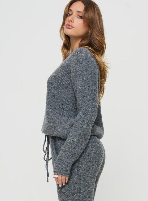 Abrams Rib Knit Crew Sweater Charcoal Marle Product Image