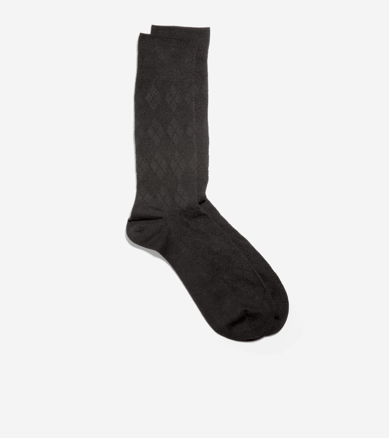 Men's Tonal Argyle Crew Socks in Black | Cole Haan Product Image