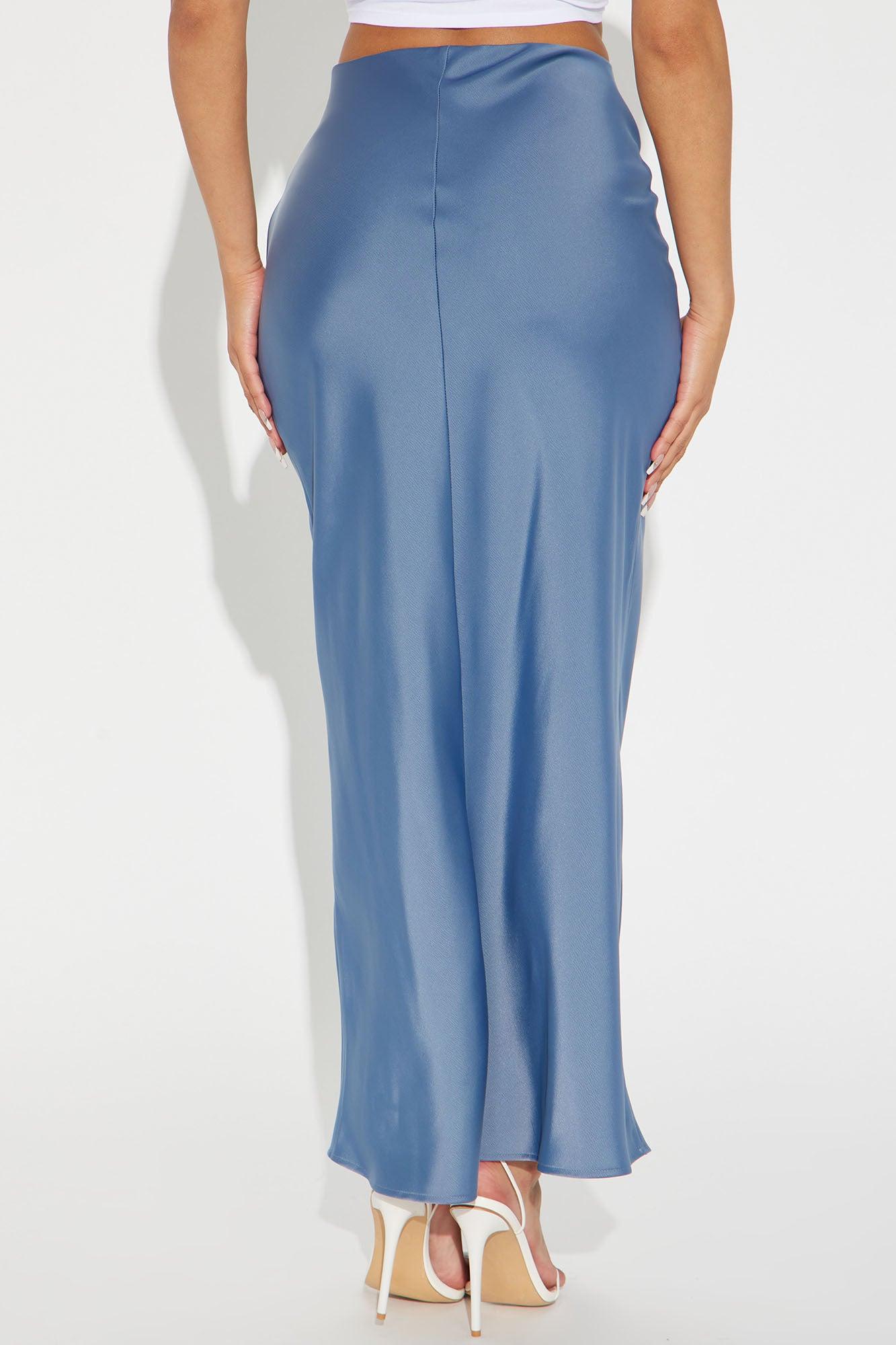 Brunch to GNO Satin Maxi Skirt - Blue Product Image