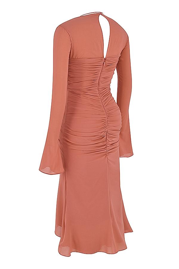 Reine  rose real silk ruffle midi dress Product Image