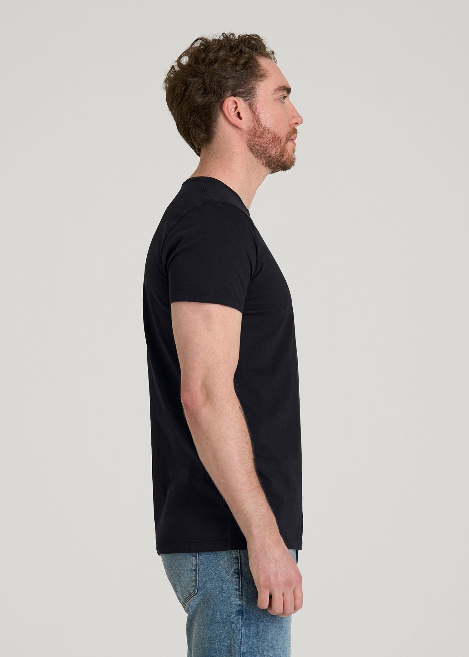 Modern Fit Garment Dyed Cotton T-Shirt for Tall Men in Black Male Product Image