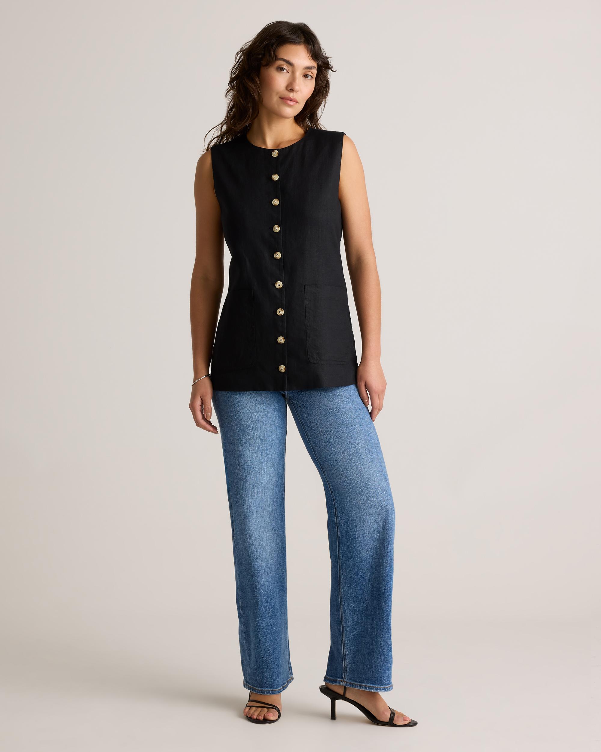 Quince | Women's 100% European Linen Longline Vest Size XS Product Image