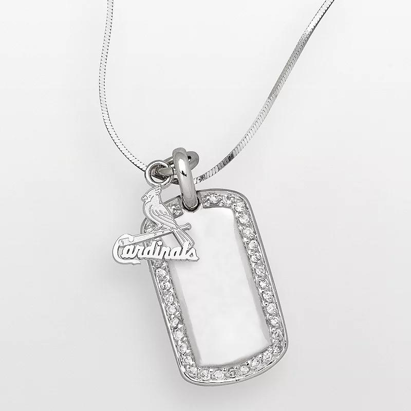 LogoArt St. Louis Cardinals Sterling Silver Cubic Zirconia Logo Dog Tag Pendant, Womens Product Image