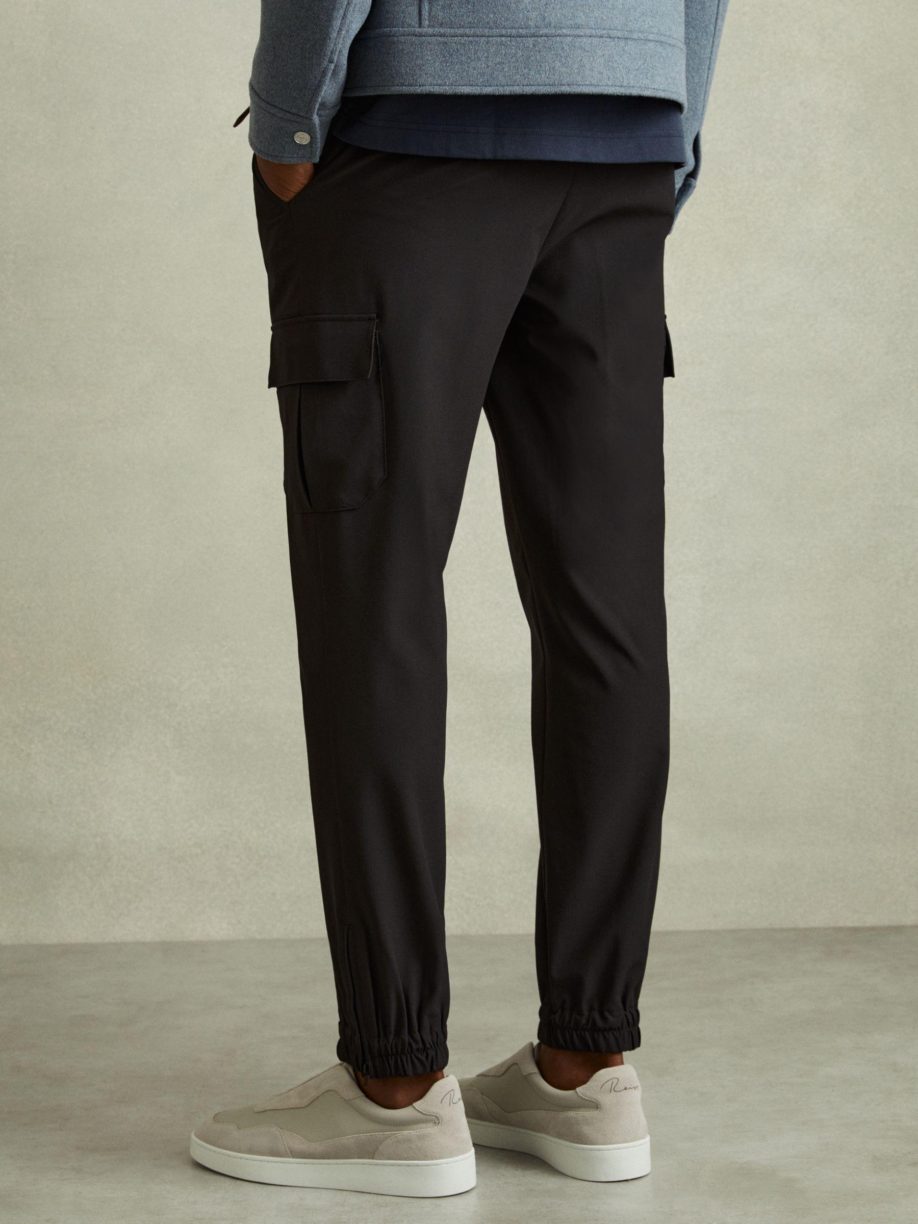Elasticated Cargo Trousers in Black Product Image