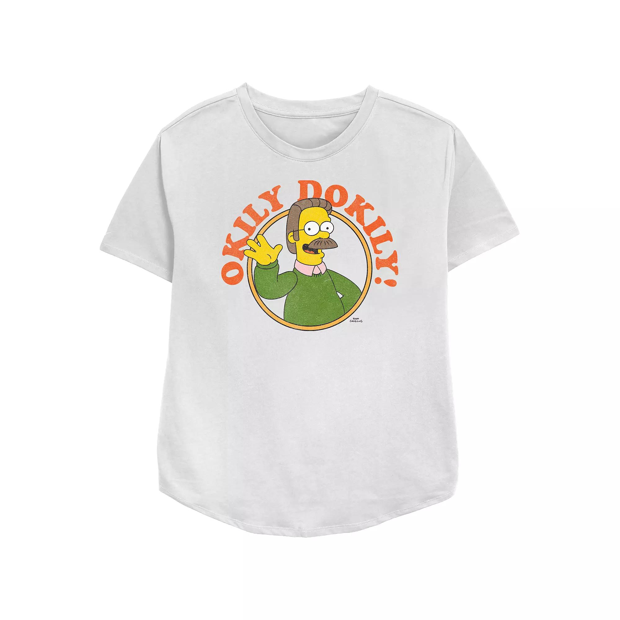 Women's The Simpsons Ned Okily Dokily Relaxed Fit Graphic Tee, Girl's,  Product Image