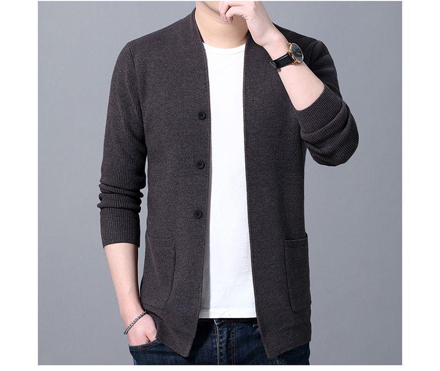 V-Neck Plain Cardigan Product Image