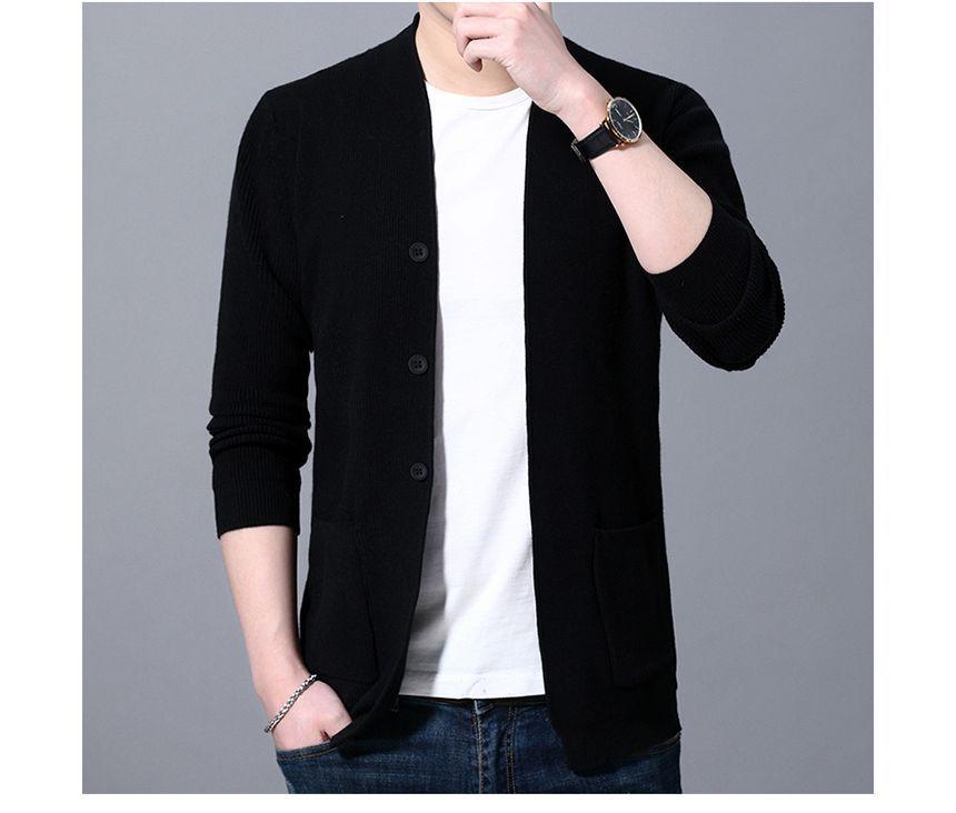 V-Neck Plain Cardigan Product Image