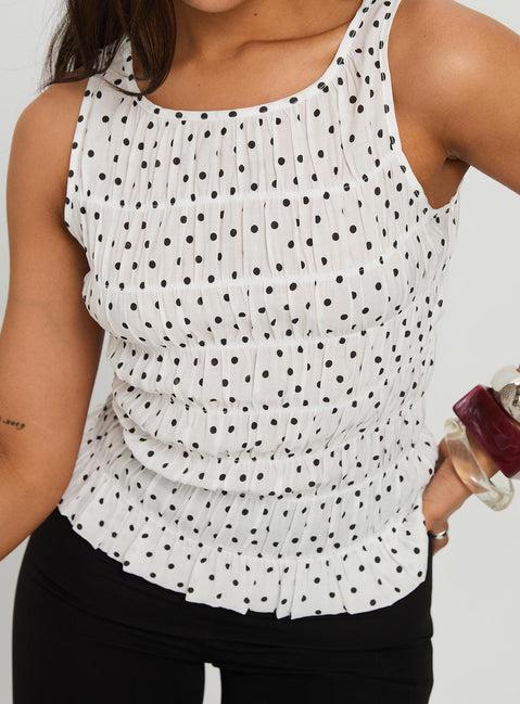 Marleene Shirred Top White Polka Product Image