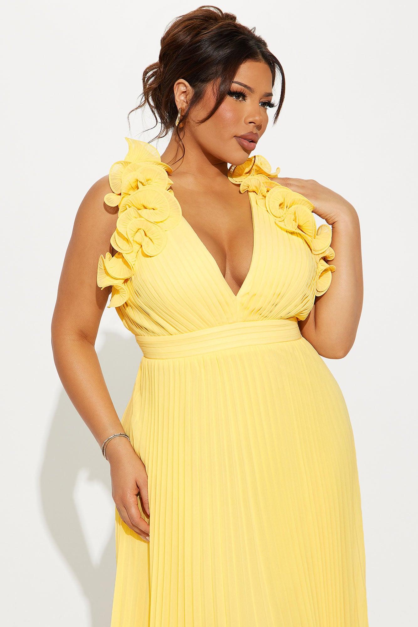 Julia Chiffon Maxi Dress - Butter Yellow Product Image
