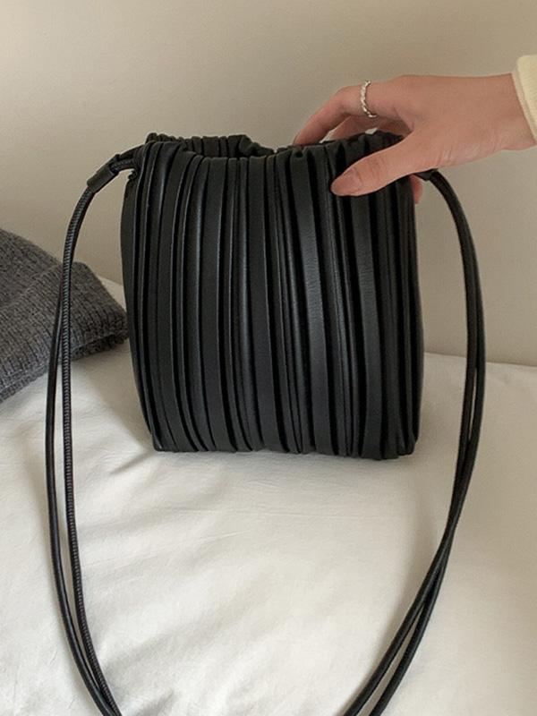 Drawstring Pleated Split-Joint Crossbody Bags Product Image