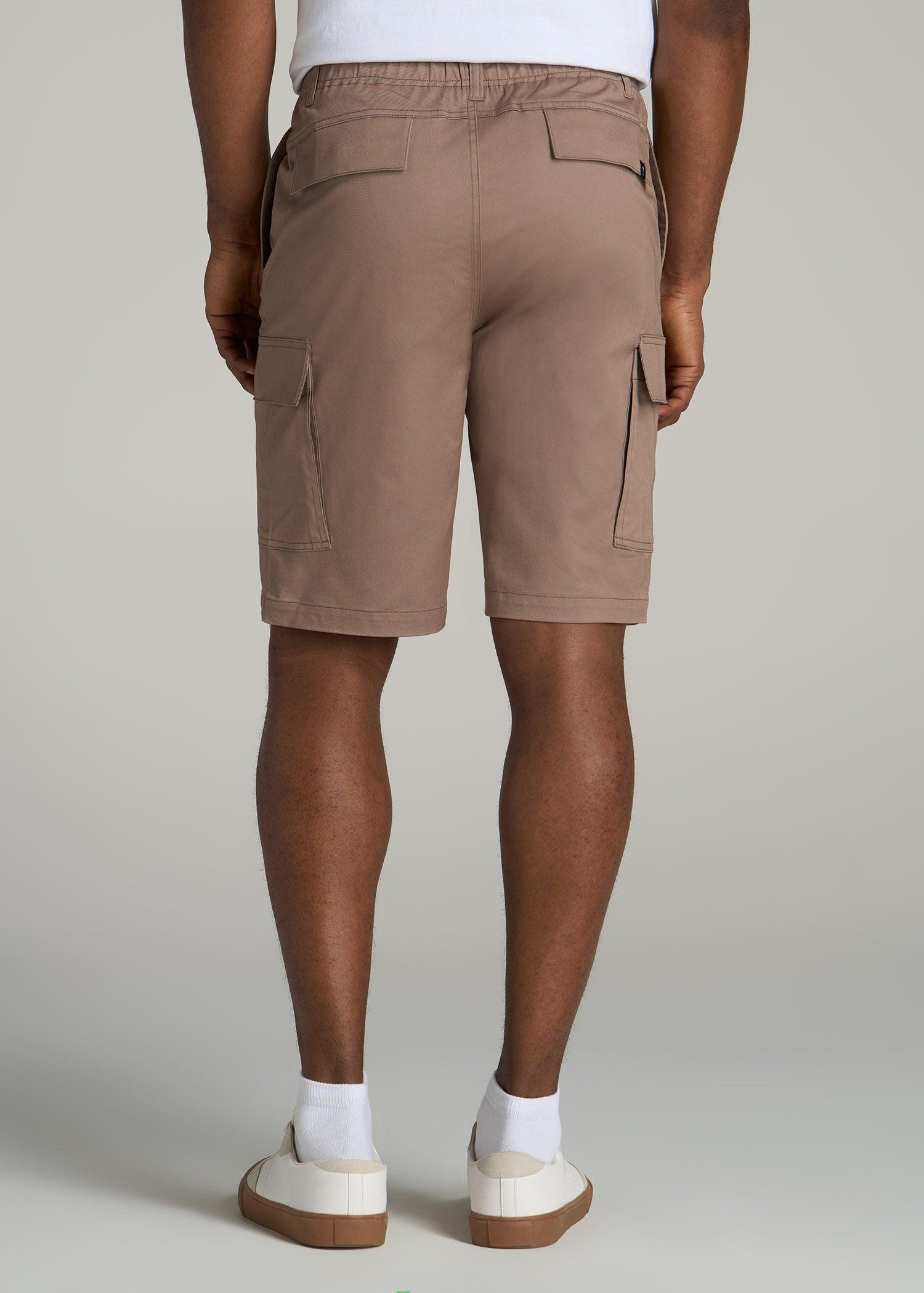 Stretch Twill Cargo Shorts for Tall Men in Light Khaki Male Product Image