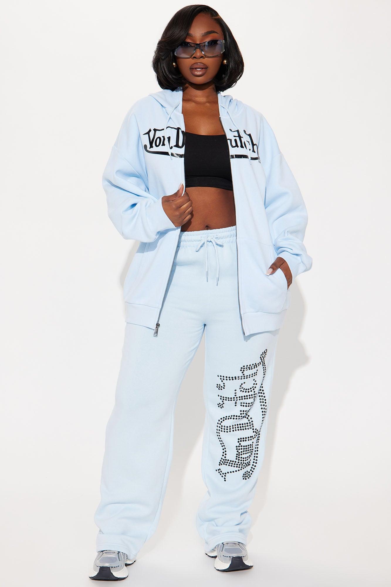 Von Dutch Classic Zip Front Hoodie - Blue/Black Product Image