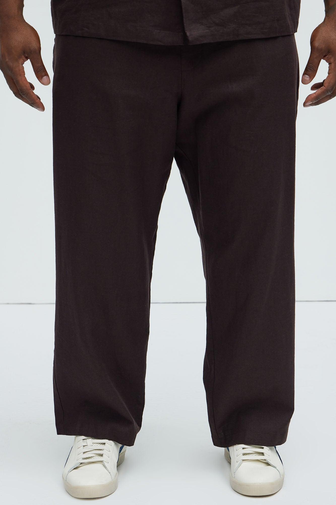Bahamas Straight Linen Pants - Brown Product Image