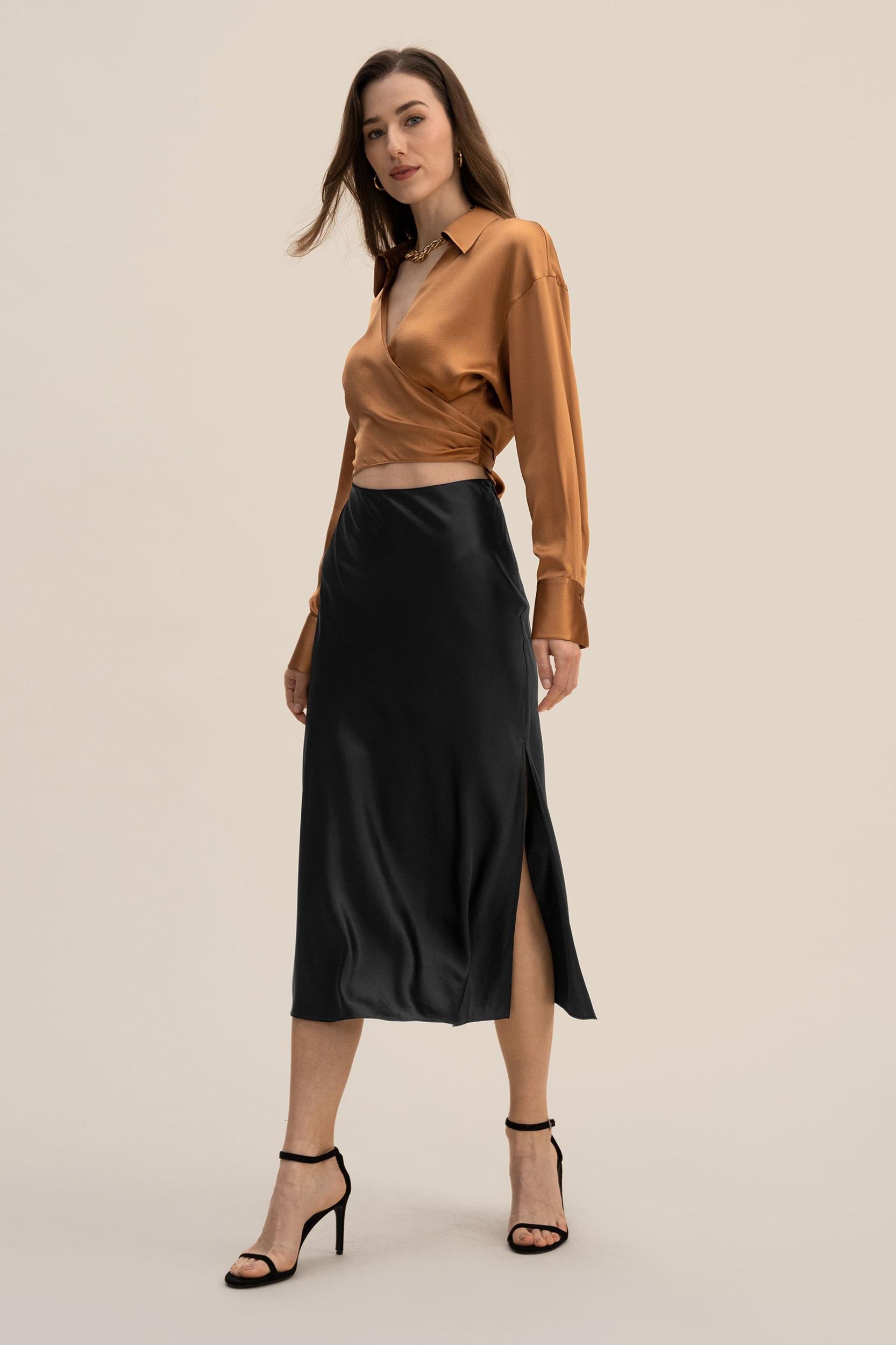 Wrapover Cropped Shirt Product Image