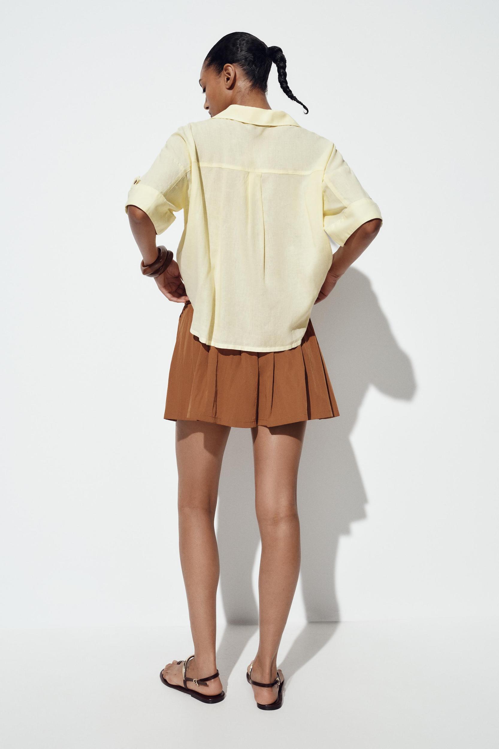 LINEN BLEND CROPPED SHIRT Product Image