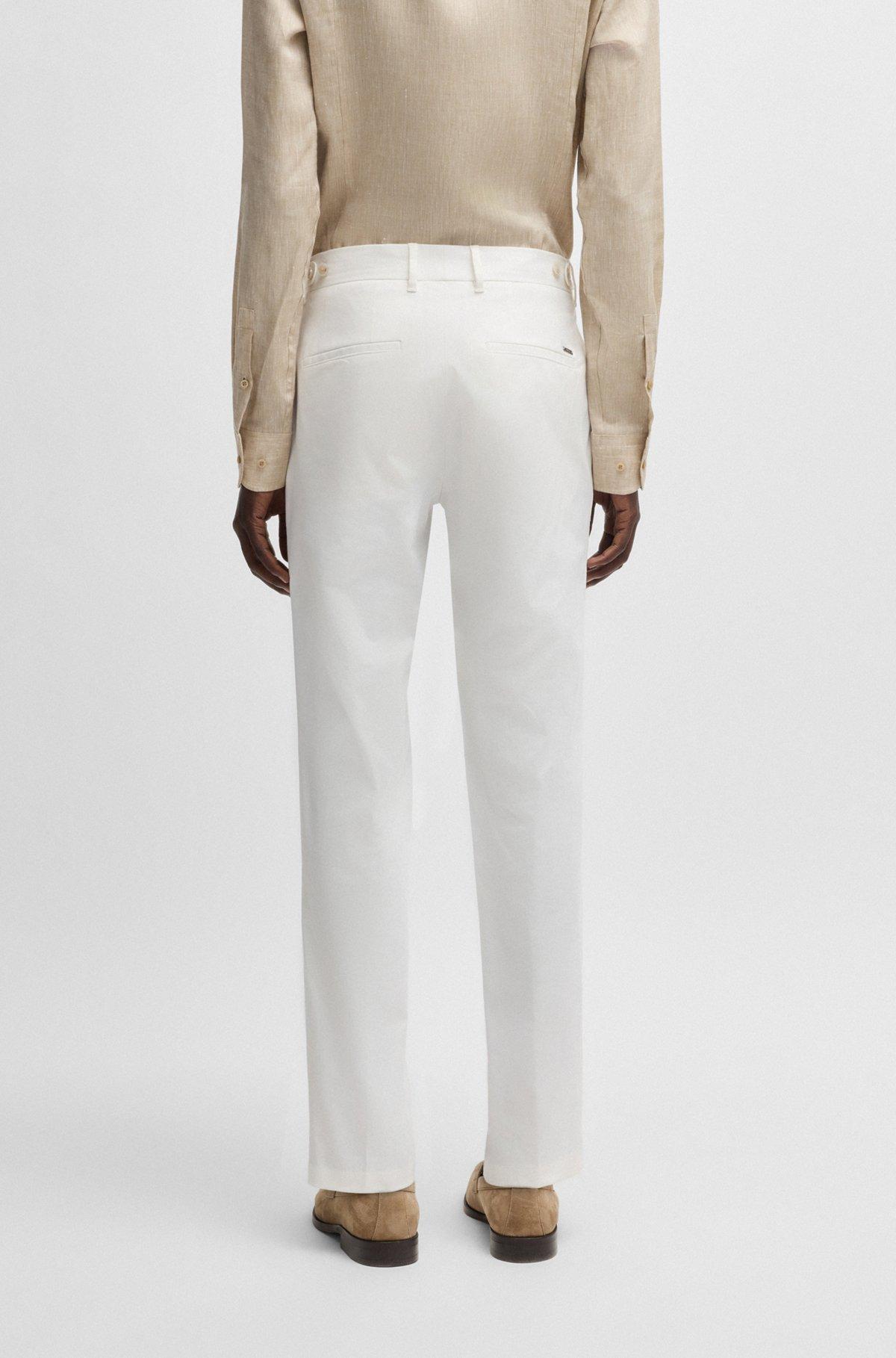 BOSS - Formal trousers in comfort-stretch cotton - White Product Image