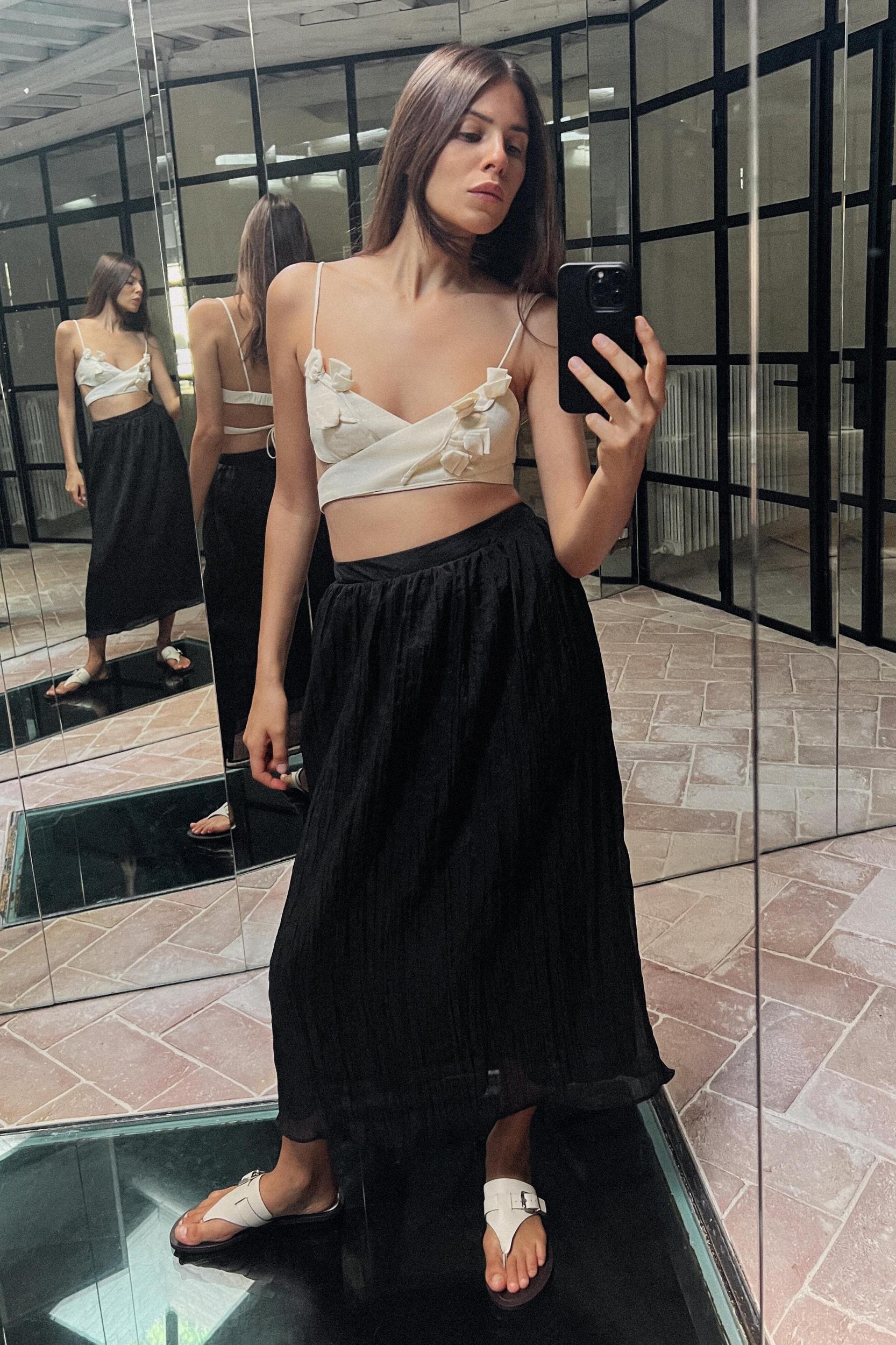 WRINKLED EFFECT MIDI SKIRT Product Image