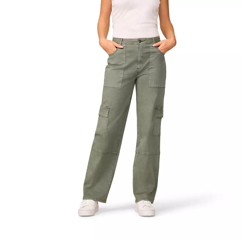 Women's Grey & Gray Twill Cargo Pants, Size: 14, Dry Green Product Image