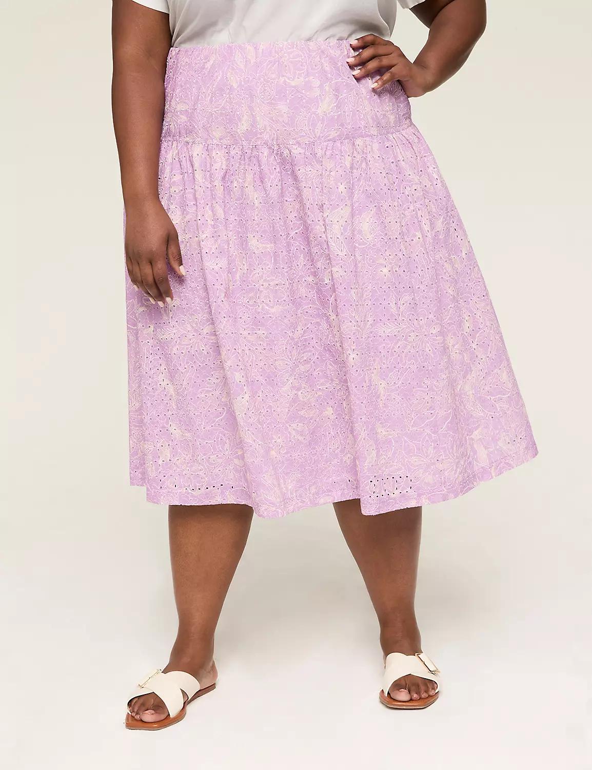 Printed Eyelet Midi Skirt Product Image