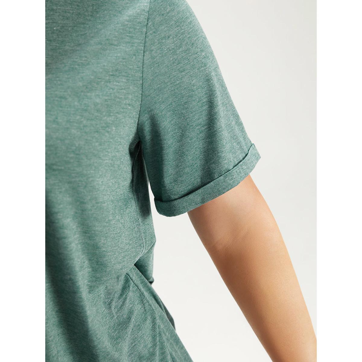 Plus Size Halloween Pumpkin Print Crew Neck T-shirt DarkGreen Women Casual Printed Halloween Dailywear T-shirts BloomChic 12/L Product Image