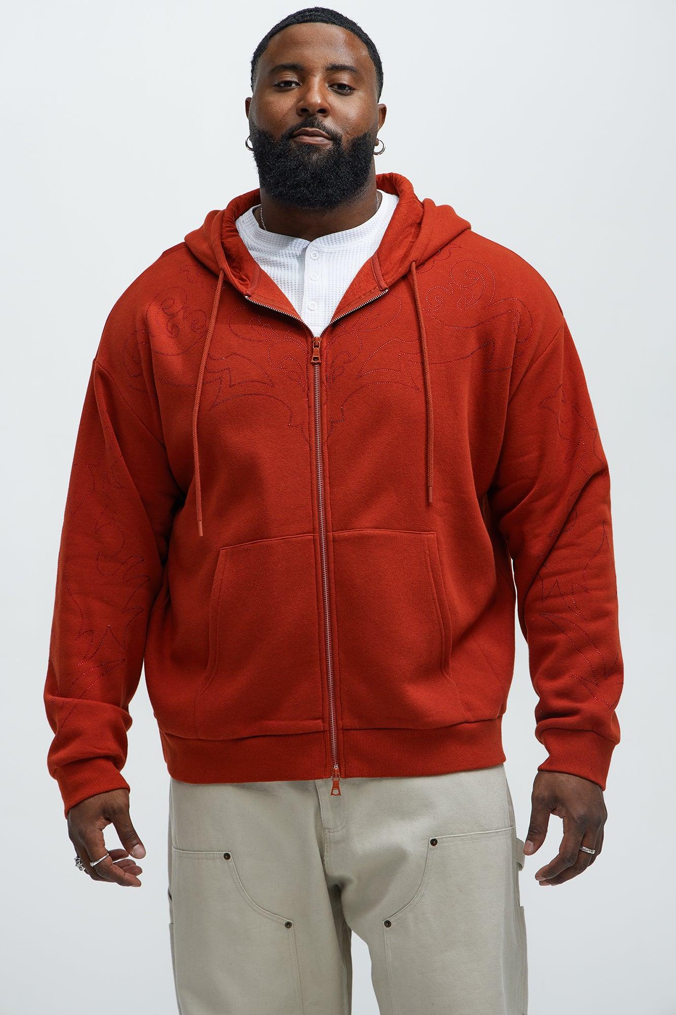 Tyson Western Zip Up Hoodie - Red Product Image